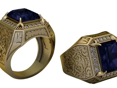ANTIQUE GOLDEN RING 3D PRINTABLE MODEL 3D print model
