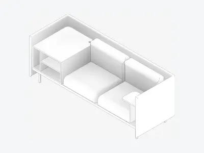 Sofa - Contemporary - Flame - Medium - Corner Shelf Low-poly 3D model get
