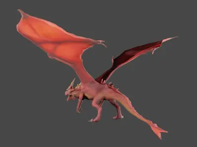 Red Flying dragon Free 3D model