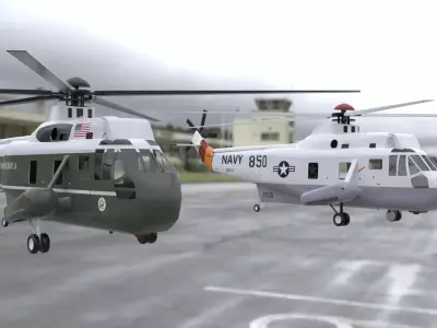helicopter Low-poly 3D model 13