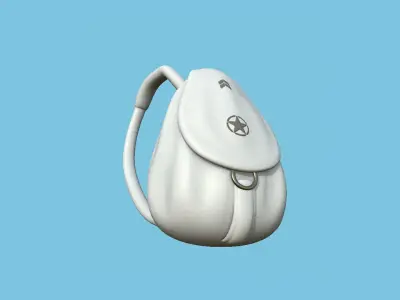 White Military Backpack - Character Fashion Design Low-poly 3D model