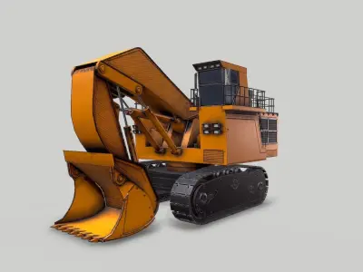 Old Industrial Vehicle Excavator2 Low-poly 3D model