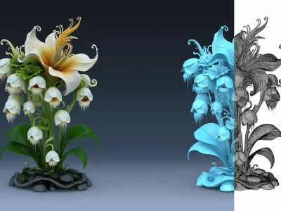 Exotic Colorful Plants - High-Poly Resolution Part 3 3D model