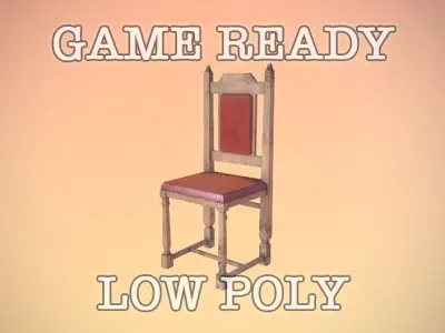Antique Chair low-poly game ready 3D model