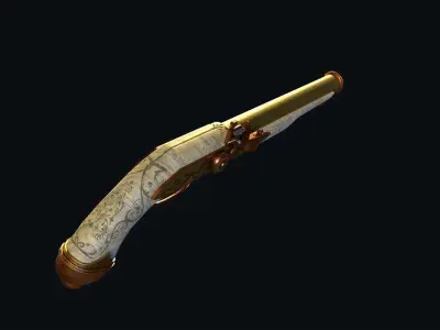 Flintlock Pistol Low-poly 3D model purchase