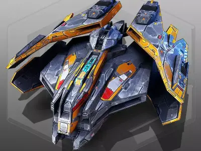 SciFi Fighter Low-poly 3D model