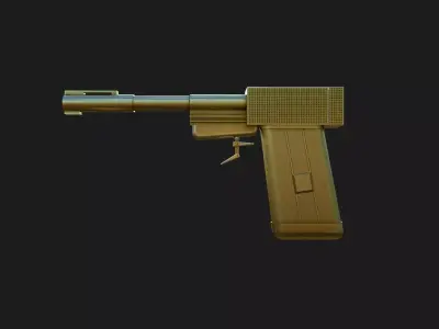 Golden Weapon Gold Pistol Low-poly 3D model