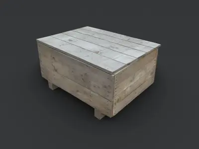 wooden box Low-poly 3D model 2