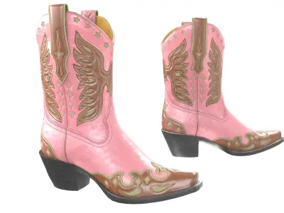 Eagle Star Cowboy Pink Boots 3D model