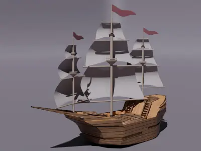 Wooden Boat 3D model 7