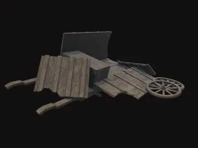 Medieval Carriage V13 Low-poly 3D model