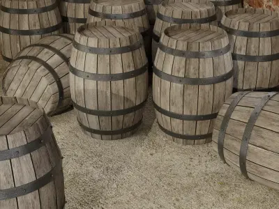 wooden barrel Low-poly 3D model 18