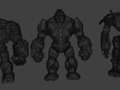Cyberpunk Heavy Mechs LowPoly Low-poly 3D model