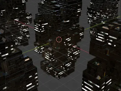 Sci fi night city building 4 Low-poly 3D model