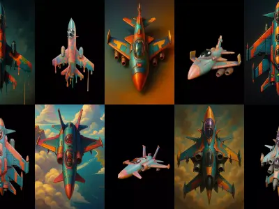 AirCraft bundle 4 pack 100 glb Low-poly 3D model