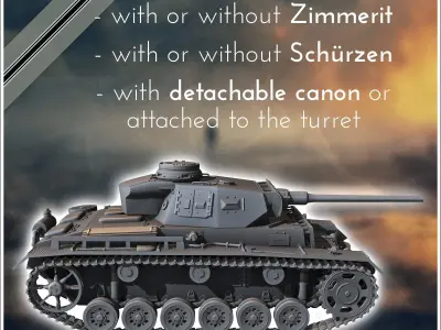 Panzer III Ausf M - miniatures tabletop scenery 3D print model