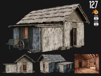 Old Medieval Building 4K Textures GameReady 127 Low-poly 3D model