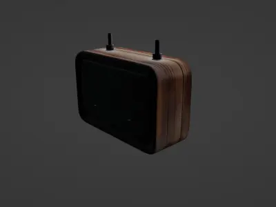 Vintage Wooden Radio with Brass Accents 3D model