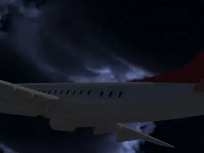 Aircraft LowPoly passenger airplane flying in sky Low-poly 3D model