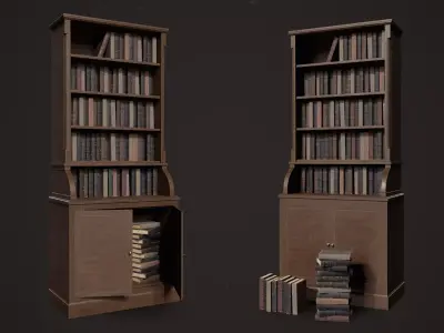 Victorian Bookcase Low-poly 3D model