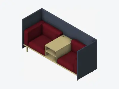Furniture - Sofa - Contemporary - Flame - Central Shelf Low-poly 3D model