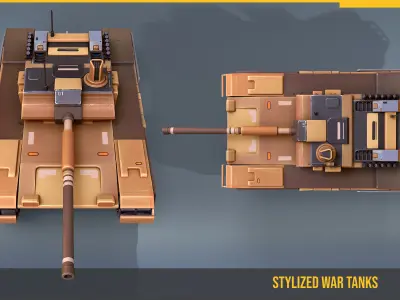 Stylized Tank Altay Low-poly 3D model