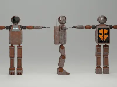 Sci-fi rigged Rusty Robot 3D model