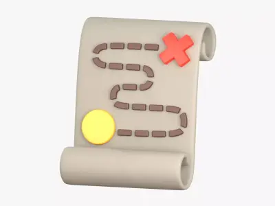 Map Treasure 3D Illustration 3D model