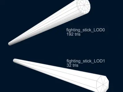 Fighting Arnis Sticks PBR Game Ready Low-poly 3D model