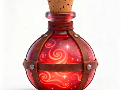 Stylized Fantasy Health Potion 3D Model Low-poly 3D model