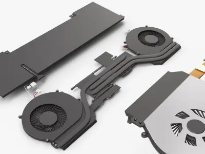 Laptop Cooling System with Battery Module Black 3D model