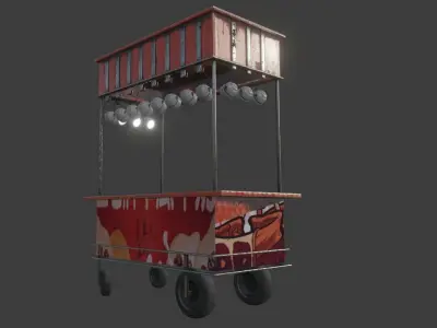 Red Food stand Low-poly 3D model