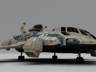 Heavy Space Fighter Low-poly 3D model