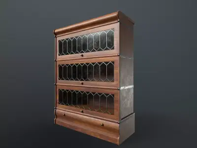 Wood Barrister Bookcase Shelf Low-poly 3D model