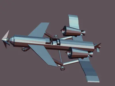 Plane flying drone Low-poly 3D model