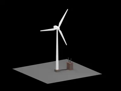 Wind Turbine Animated 3D Model Low-poly 3D model