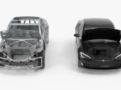 Tesla Model S and Frame Rigged Collection 3D model