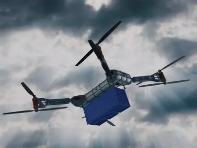 Sci Fi industrial mega Cargo Drone 3D model