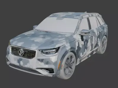 Realistic Sci-Fi Arctic Hex-Camo SUV model Low-poly 3D model