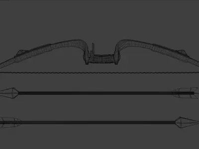 Bow and Arrow Low-poly 3D model