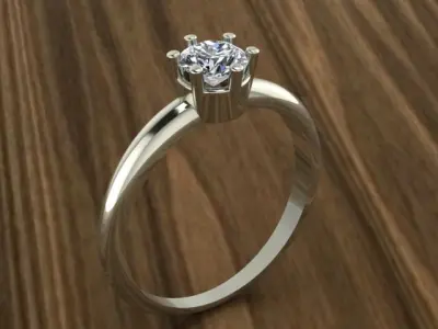 5 single stone solitaire rings 3D print model