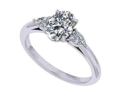 Oval And Pear Stone Engagement Ring 3D print model