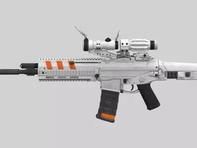Cyberpunk Futuristic White Riffle Machine Gun Low-poly 3D model
