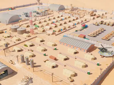 Military Desert Low-poly 3D model