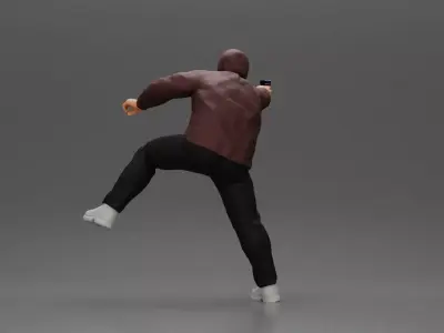 Hooded gangster man sits on motorcycle aiming a pistol 3D print model