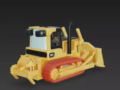 Low Poly Heavy Bulldozer 3D Model Stylized Utility Low-poly 3D model