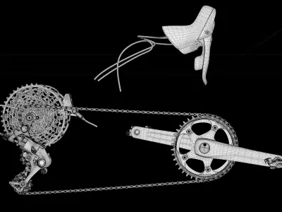 Sram Rival Groupset and Shimano XTR pedals 3D model
