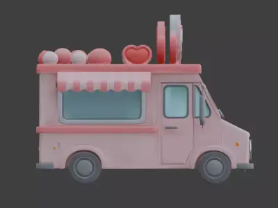 Stylized Valentine  Convertible Car Low-poly 3D model