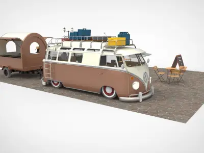 Set Food coffee street cafe Low-poly 3D model