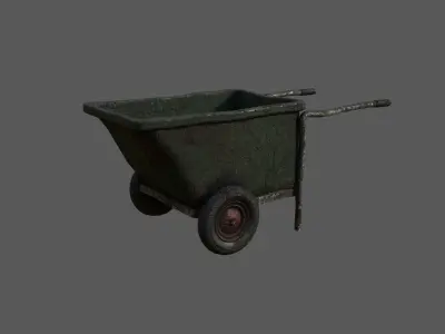 Two wheel old used style garden trolley with details used marks Low-poly 3D model